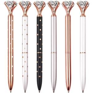 6 PCS Diamond Pens With Big Crystal Pretty Glitter Ballpoint Pens Gifts for Women Girls Include 6 Pen Refills