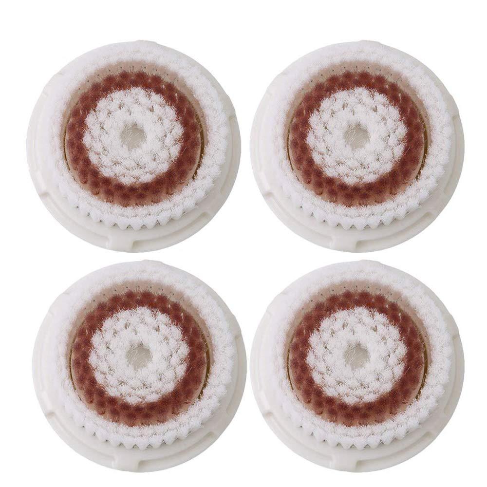 Facial Cleansing Brush Heads Replacement, Facial Cleansing Brush Head, Whitening Facial Brush Heads, for Acne Prone, Clogged, Enlarged Pore, Deep Pore Radiance Skins (4Pack/Brown)