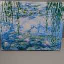 Claude Monet Canvas Wall Art - Water Lilies Classic Artwork Picture Print with Framed Painting for Home Office Wall Decor 12"x16"