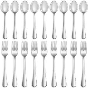 32 Pcs Forks and Spoons Silverware Set, Food Grade Stainless Steel Flatware Cutlery Set for Home, Kitchen and Restaurant, Mirror Polished, Dishwasher Safe-16 Dinner Fork(8 inch) and 16 Teaspoon(6.5 inch)