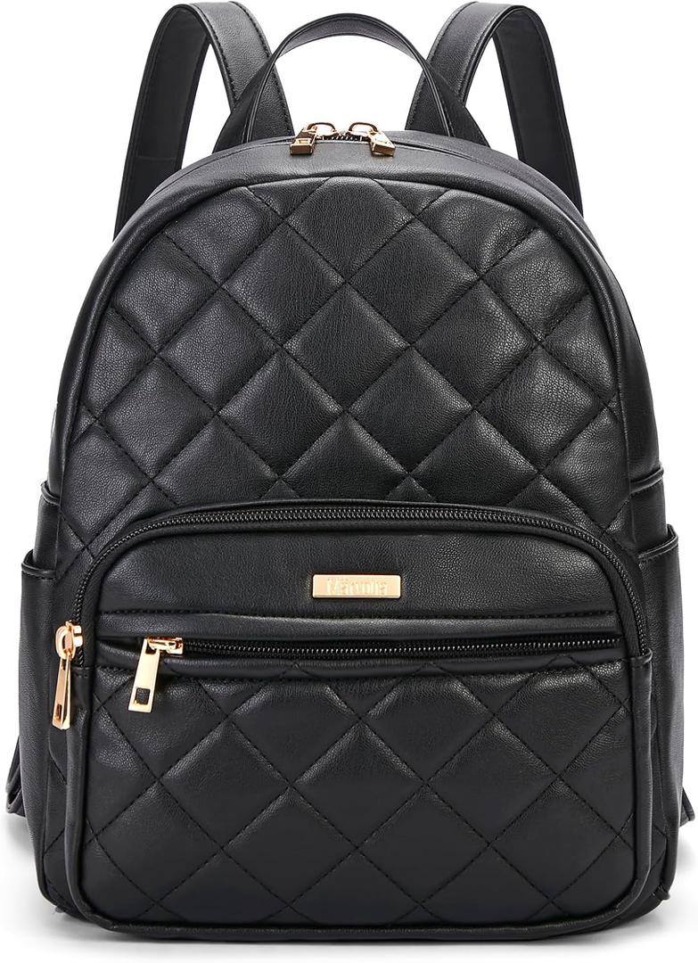 Marvolia Mini Backpack Vegan Leather Small Backpack, Black