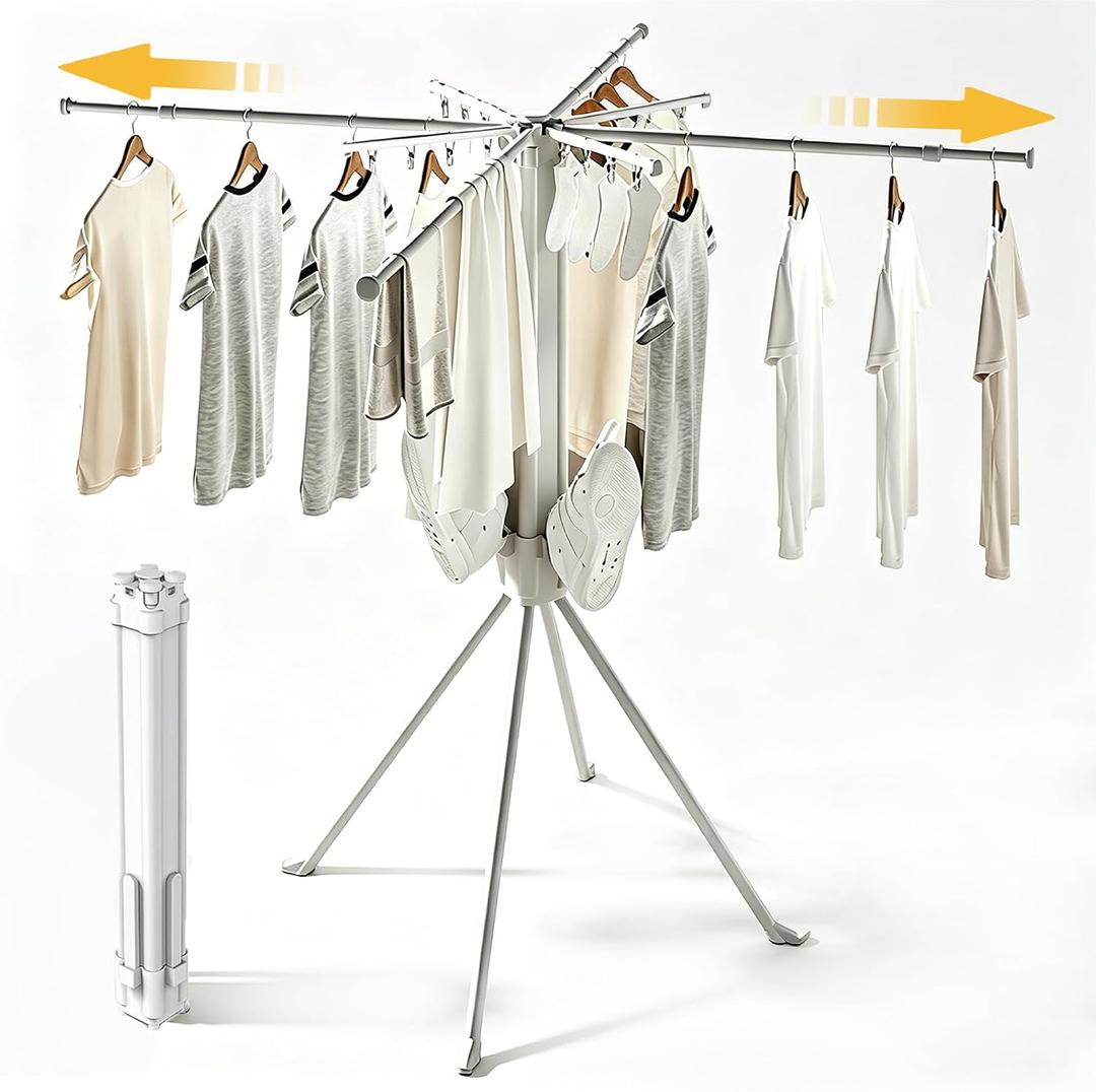 Clothes Drying Rack Foldable, 4-Legged Drying Rack Clothing Floor Standing, 3.4" x 3.4" x 30"