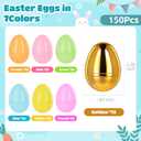 MGparty 100 PCS Easter Eggs Bulk, 2.3" Plastic Fillable Easter Eggs in Pastel Colors with 10 Golden Eggs, Empty Eggs for Egg Hunt, Easter Basket Stuffers, Party Favors and Decorations