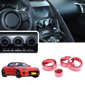 Aluminum Alloy AC Control Knob Ring Switch Volume Cover for Jaguar F-Type 2013-2023 Car Air Conditioner Volume Knob Cover Trim Car Accessories (Red)