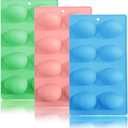 3 Pack 3D Easter Egg Silicone Molds, 8 Cavity Egg Shape Non-stick Baking Molds Tray DIY Baking Tool for Easter Chocolate Cake Dessert Muffin Mousse Pastry Handmade Soap Crayons