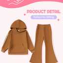 Mikrdoo Teenager Clothes Long Sleeve Hoodies Sweatshirts Teen Clothes Sweatpants Junior 2 Piece Outfits Sweatsuit Set (11-12 Years, 1-brown)