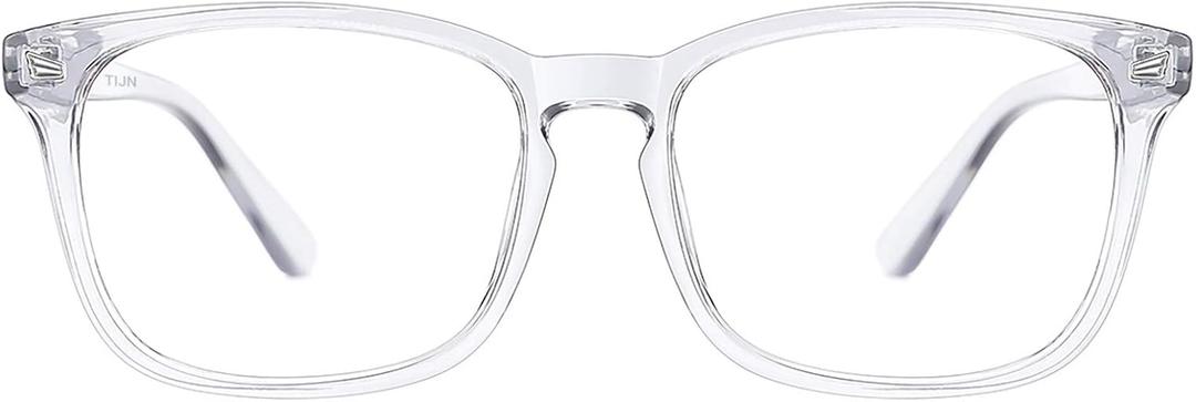 TIJN Blue Light Blocking Glasses for Women Men Clear Frame Square Nerd Eyeglasses Anti Blue Ray Computer Screen Glasses ((01)-transparent)