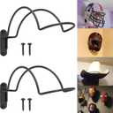 Helmet Wall Mount Display, Multifunctionnal Helmet Holder Shelf for Football Baseball Rugby Equestrian Motorcycle Firefighter Roma, Hat Mask Metal Hanger Rack with Screws, 2 Pack