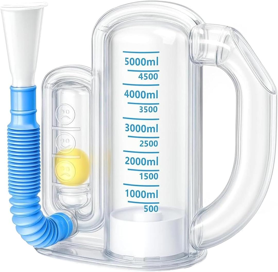 Incentive Spirometer-Incentive Spirometer Adult Breathing Exercise Device for Lungs, Deep Breathing Trainer for Children and Adults, 5000ml Capacity Measurement with Flow Indicator-7×7×3.1 in