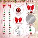 Pinkunn 2 Set Lighted Christmas Porch Decorations Christmas Front Door Ball Garlands with LED Lights Red Bow Xmas Light Bulb Ornaments for Front Door Xmas Tree Wreath Window Wall Indoor Outdoor Decor