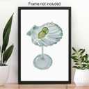4 x Funky Green Seashell Martini Wall Art Cocktail Posters Trendy Bar Cart Canvas Print Room Decor Dorm Decor Aesthetic Living Room Dining Room Kitchen Decorations for Home8x12inch Unframed (PIK01)