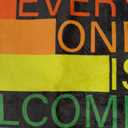 AnyDesign Rainbow Progress Gay Pride Day Doormat Everyone is Welcome Here Front Door Mat with Anti-Slip Rubber Back Rainbow Felt Floor Rug for LGBT Indoor Outdoor Kitchen Home Decor, 17 x 29 Inch