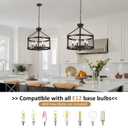 6-Light Large Farmhouse Black Chandelier, 20" Modern Hanging Pendant Lighting, Convertible Semi Flush Mount Ceiling Light Fixture Rustic Vintage Chandeliers for Dining Room Foyer Kitchen Entryway