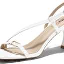 IDIFU IN3 Kitten Heels Strappy Slingback Open Square Toe Short Low Small Heeled Sandals Wedding Bridal Prom Bride Bridesmaid Dress Shoes For Women Comfortable Work Cute Trendy Fashion Heels (6, White Pu)