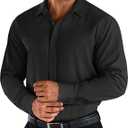COOFANDY Men's Business Dress Shirts Wrinkle Free Long Sleeve Regular Fit Dress Shirt Textured Casual Button Down Shirts, M, Black