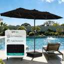 AreShark 13 FT Patio Umbrella with Solar Lights, Double-Sided Outdoor Table Umbrellas with Crank, Large Rectangular Market Umbrella for Porch, Lawn, Pool, Backyard, Black