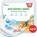Dog Diaper Liners 100ct, Upgraded Ultra-Thin & Super Absorbent Dog Diapers Booster Pads for Male and Female Dogs, Disposable Doggy Diapers Inserts for Dog Belly Bands Wraps Period Panties (Regular)