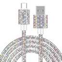 XNMOA USB to USB C Cable Type C Fast Charging Cable for iPhone 17 Air Pro Max Bling Sparkling Diamond Colorful iPhone Charger Cord 4FT for iPhone 16 15 Pro Max Galaxy S25 S24 Ultra iPad 10th