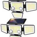 LYWALT Solar Outdoor Lights - 3000LM 188 LED Motion Sensor Outdoor Lights, 4 Heads Security Light,IP65 Waterproof, Easy Install,270°Wide Angle Flood Wall Light with 3 Modes for Backyard Yard (2 Pack)