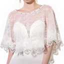 Ayliss Women Lace Wedding Shawls Wrap Bridal Embroidered Shrug Bolero Cape Shoulder Covers Up Evening Prom Party Dress