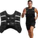 Weighted Vest, 8lb/12lb/16lb/20lb/25lb/30lb Weight Vest with Two Adjustment Straps for Men Women, Weight Vests with Reflective Stripe for Strength Training, Running, Jogging, Walking (Black)