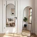 58"x20" Arched Full Length Door Mirror, Over-the-Door Hanging, Floor Standing, Wall Mounted or Leaning, Metal Frame Body Mirror for Bedroom, Living Room, Closet, Dorm, Black