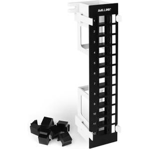 Iwillink Blank 12-Port Keystone Patch Panel with 89D Wall Mount Bracket, Versatile Vertical/Horizontal Installation, Includes 6 Blank Keystone Inserts for Custom Configurations