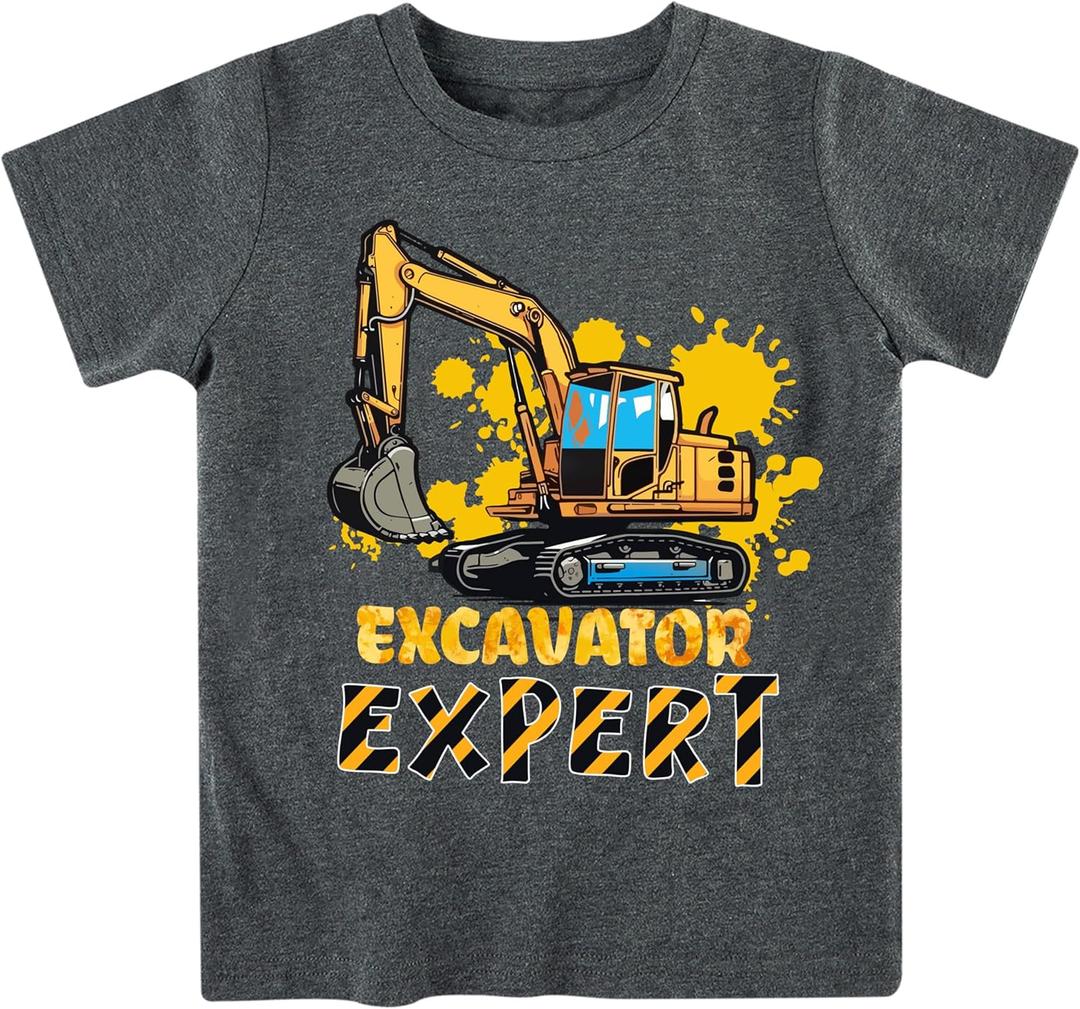 Kids4ever Boys T-Shirts Cotton Alphabet Truck Pattern Short Sleeve Toddler Tee Shirt for 2-6 Years Old (Gray)