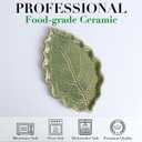 Ceramic Spoon Rest for Stove Top - Cute Green Leaf Shaped Spoon Rest/Spoon Holder for Kitchen Countertop - Cooking Kitchen Spoon Rest Utensil Rest Spatula Rest (Green)