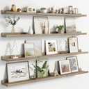 Floating Picture Ledge Shelves for Wall Set of 4, 48 Inch Wall Shelves with Lip Long Large Nursery Book Shelf for Toys Storage Kids Bookshelf Wall Mounted Living Room Bedroom Decor Frames (48'', Set of 4, Grey)