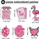 45 Pieces Pink Iron on Patch, Girls Iron on Patches Set, Sew on/Iron on Embroidered Patch Applique for Clothes, Dress, Hat, Jeans, DIY Accessories