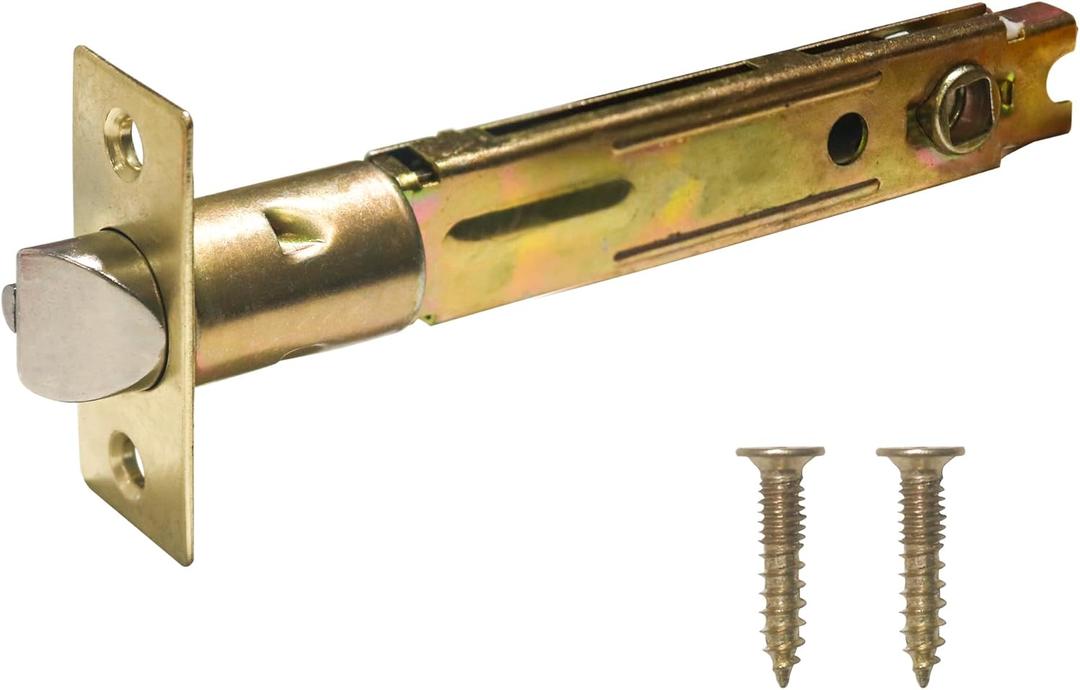 5" Backset Entry Door Latch, 3.03" Square Interface, Non-Handed, Polished Brass