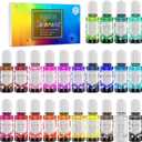 24 Color Epoxy Pigment - Crystal Transparent Dye for DIY Resin Art, Jewelry Making - Concentrated UV Resin Colorant for Paint, Tumbler, Craft - 0.35 oz/10ml Each