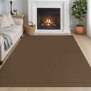 IOHOUZE Washable Area Rug 5x7 Non Slip Rubber Backed Rugs for Living Room, Dining Room Rugs Bedroom Rug, Woven Indoor Floor Carpet for Living Room Nursery Office, Brown