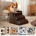 EHEYCIGA 3-Step Curved Dog Stairs for Small Dogs 14" H, Brown
Dog Ramp for Couch, Pet Stairs for Chairs, Steady High-Density Foam, Anti-Slip, Removable Washable Cover, Safety