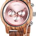 BOBO BIRD Women Wooden Watches Luxury Wood Metal Strap Chronograph & Date Display Quartz Watch Fashion Zebra Wood Casual Business Ebony Wristwatches