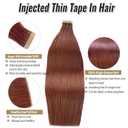 Tape In Hair Extension 18inch 100% Real Human Hair Tape In Extension For Women #14 Auburn Color Skin Weft PU Tape In Extensions Human Hair 50g 20pcs/Pack