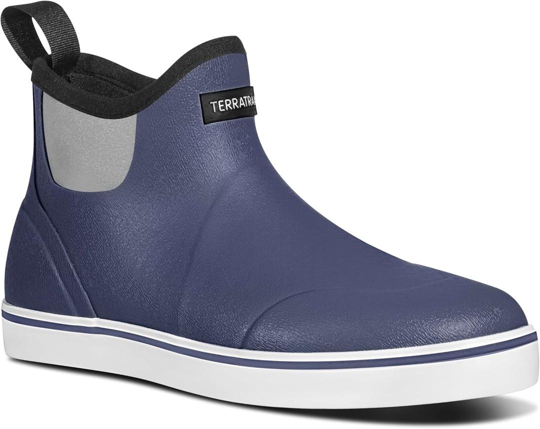 Men's Waterproof Deck Rain Boots - Anti-Slip Rubber Ankle Boots for men, ideal for Fishing and Boating, All-Season (7, Slate Blue)