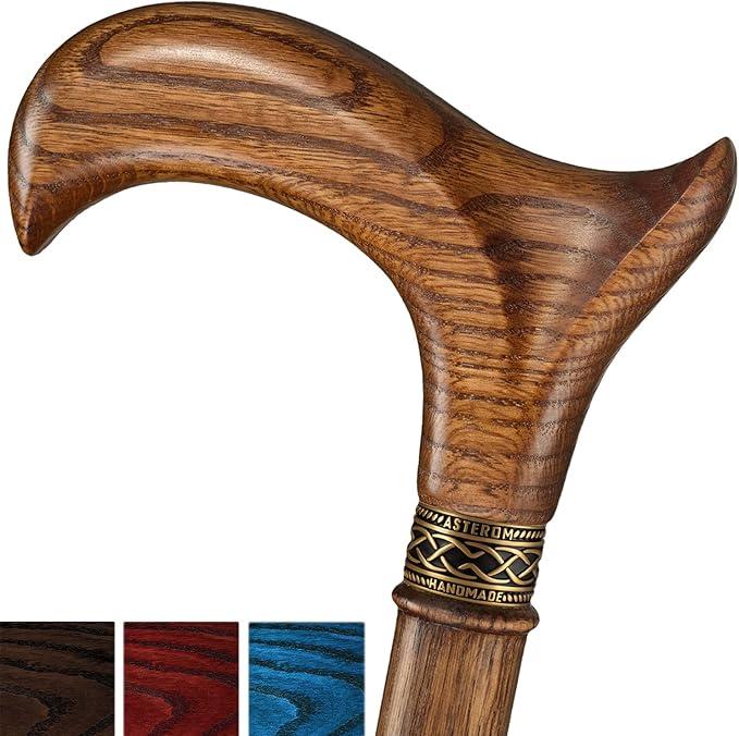 Asterom Walking Cane - Handmade, Ergonomic, Wooden - Canes for Men & Women - Walking Sticks for Seniors, Unique, Wood - FSA/HSA Eligible