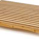 Bamboo Stovetop Cover & Countertop Cutting Board with Adjustable Legs, Dual-purpose Chopping Board for Gas Electric Stove Burner, Workspace Block Cover for RV Camping Camper