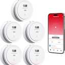 5 Packs Wi-Fi Smoke Detector Carbon Monoxide Detector Combo with App Notifications, Smart Smoke and Carbon Monoxide Detector with LCD Display & Replaceable Battery, Compatible with Tuya Smart