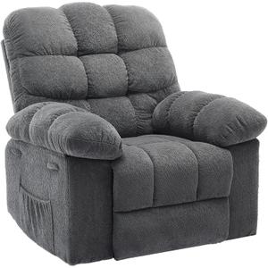 Oversized Recliner Chair for Adult, Ergonomic Nursery 150 Recliner Chair with Footrest,Extra Wide Manual Recliners,Upholstery Overstuffed Soft Rocking Sofa Chair,Grey, 30"W X 37"D X 40"H , 21"W X 21"D