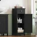Iwell Bathroom Storage Cabinet, Small Bathroom Floor Cabinet with Drawer & Storage Shelf, Free-Standing Organizer Cabinets for Hallway/Living Room, Black, 11.8"L*11.8"W*31.5"H