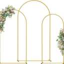Wedding Arch Backdrop Stand Set of 3(7.3FT/6.6FT/6FT),Metal Balloon Arch for Wedding Ceremony Baby Shower, Outdoor Indoor Birthday Party,Garden Floral Arch Backdrop Stand Decoration, Gold