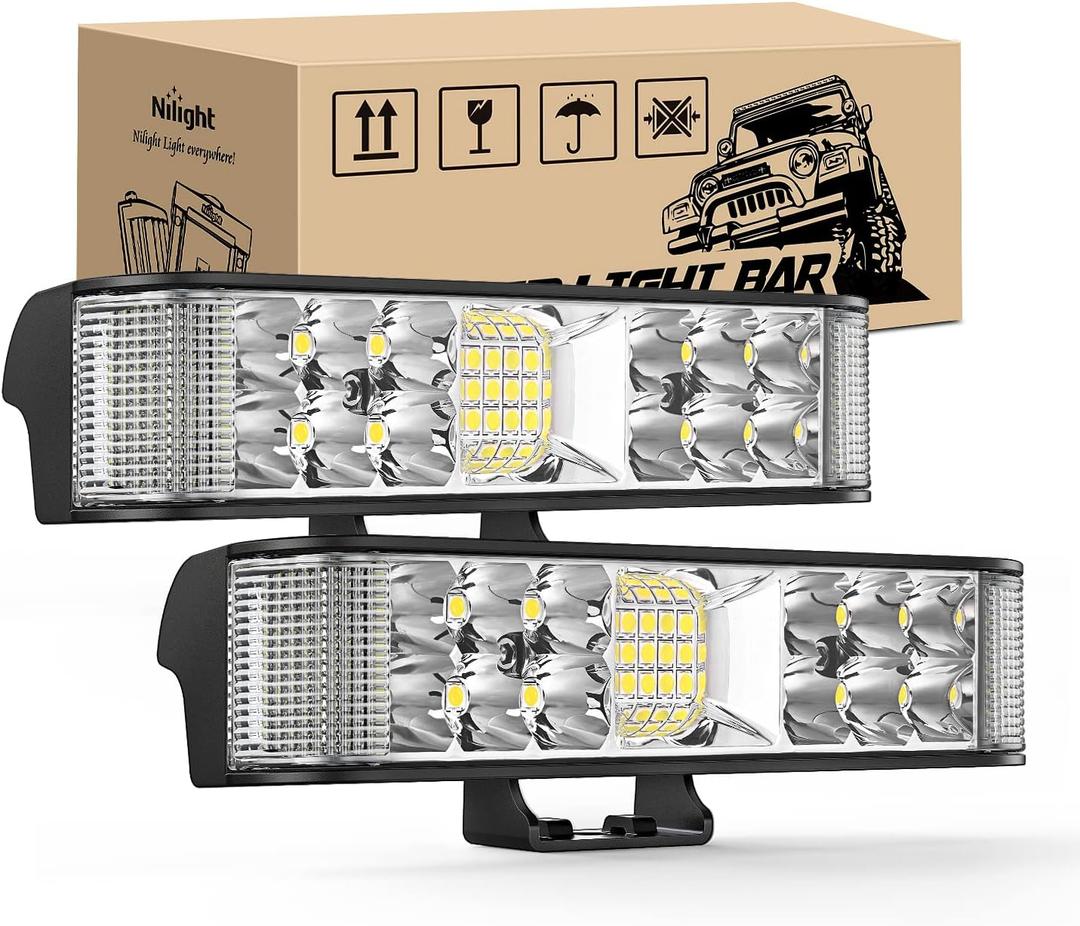 Nilight Side Shooter LED Light Bar / Pods 2PCS 6.5 Inch 60W Flood Spot Beam Combo Fog / Driving Light Work Light for Truck ATV UTV Boat