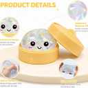 2PCS Rainbow Dumpling Squishies Toys with Food Steamer,Sparkly Squeeze Dough Fidget Sensory Stress Balls,Hand Desk Toys for Stress Relief Squishies Dumpling Gifts,Rainbow&Clear