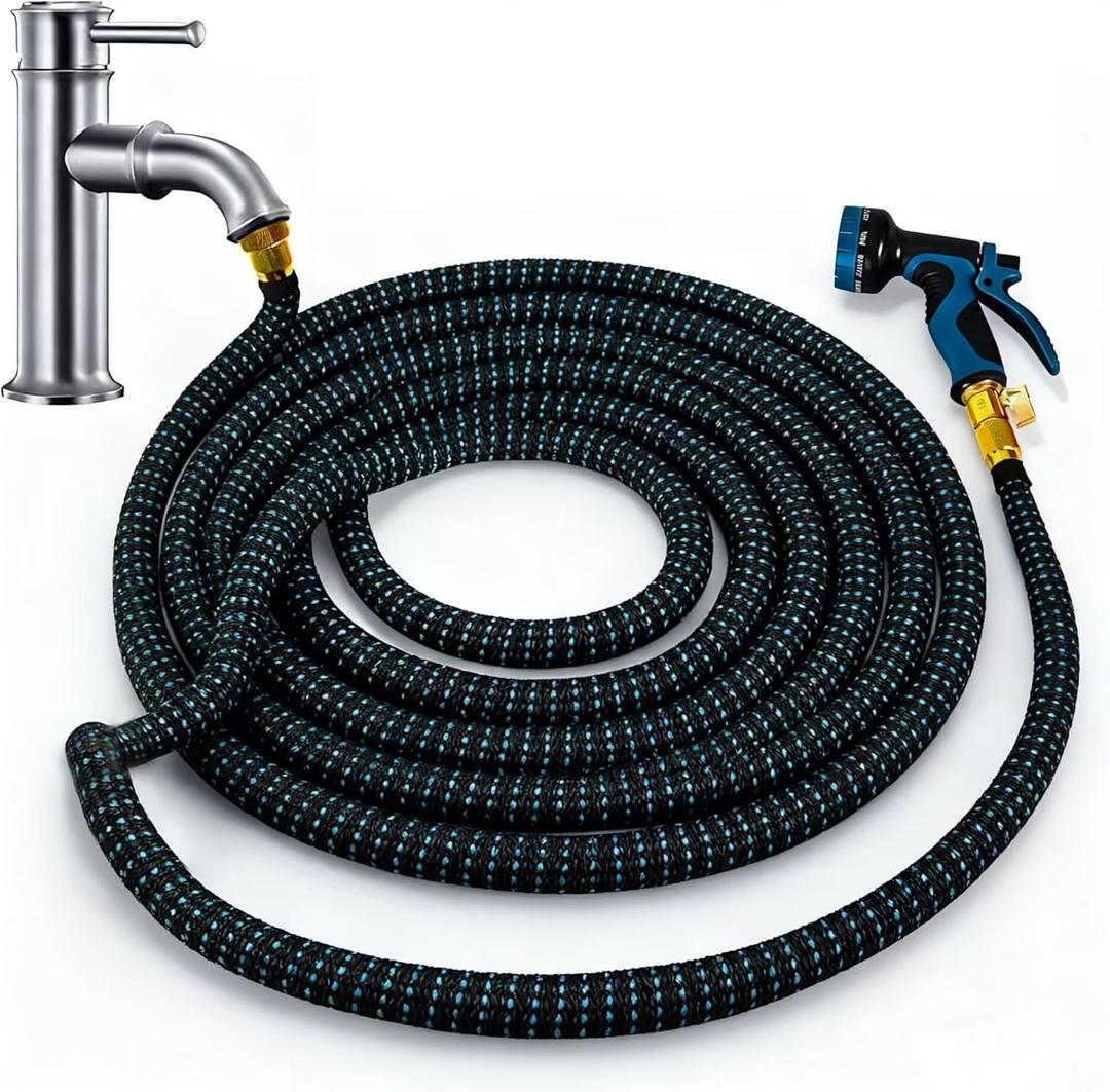 Indoor Sink Hose Attachment Faucet Suitable for Kitchen Bathroom Faucets,Watering Indoor Plants, Washing Pets, Household Cleaning Car Washing Durable Easy-to-Install Multi-Purpose Hose (50FT) (Black,Blue)