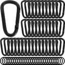 Heavy Duty Aluminum D Carabiner Clips & Key Rings, Black & Sliver Corrosion Resistant Keychain for Keys, Outdoor Sports, Hiking, Camping, Fishing & Hanging Gear (50Pcs 2.36"- B)