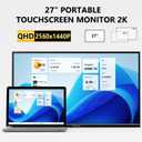 Prechen 27 Inch 2K QHD 100Hz Touchscreen Monitor 10 Point Multi Touch IPS Portable Display, 2560x1440 USB-C HDMI Laptop Monitor with Adjustable Stand & Speakers