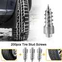 12mm Tire Studs for ATV, 200pcs Carbide Screw Anti-Slip Studs for SUV,Motorbike,Motorcycle,Dirt Bike,Tractor,Snowblower Reusable Anti-ice Snow Spikes with Installation Sleeve